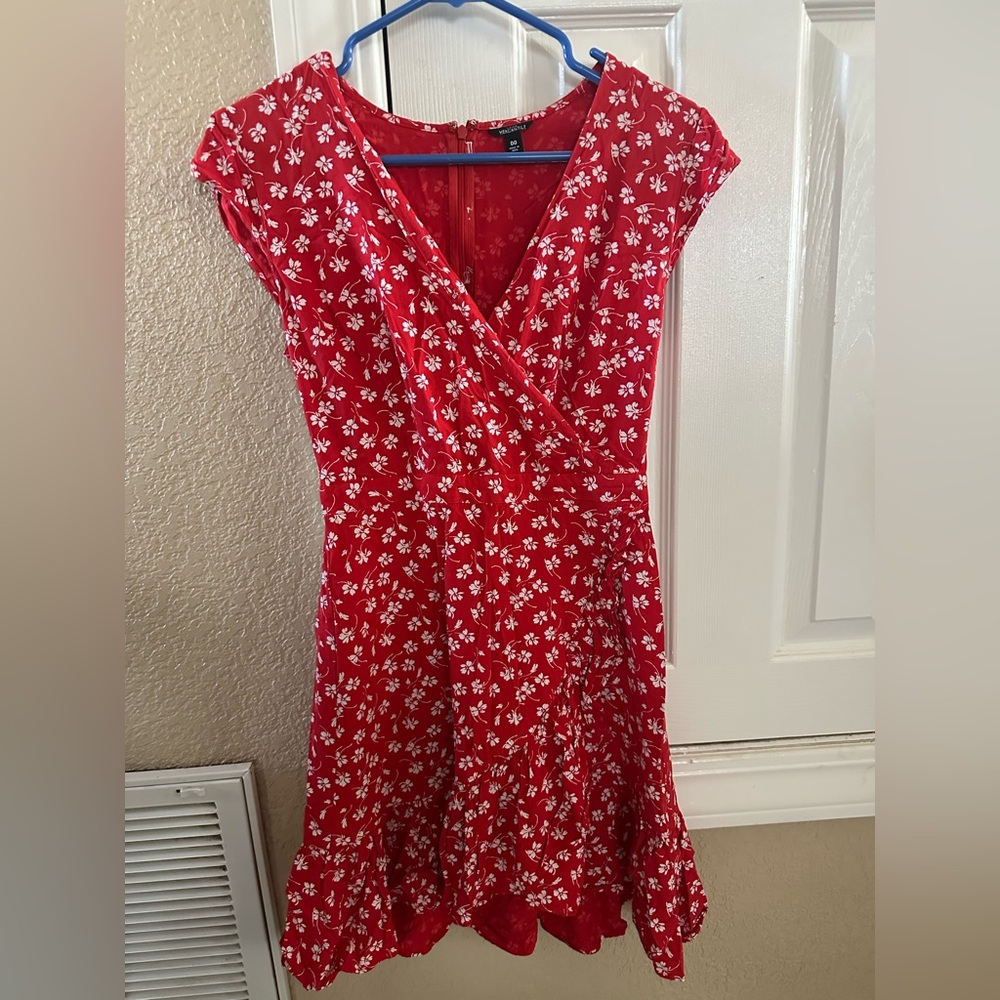 J crew Mercantile Floral Red Wrap Dress